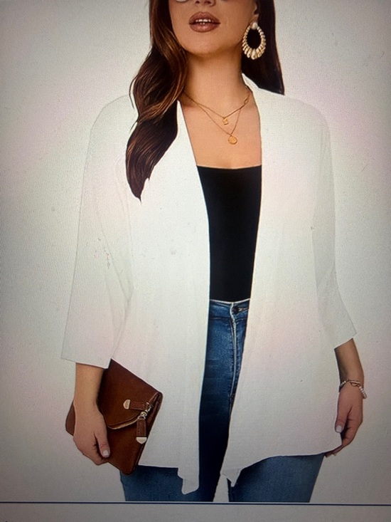 AusLook Tops - White Open-Front Women's Blouse Cardigan